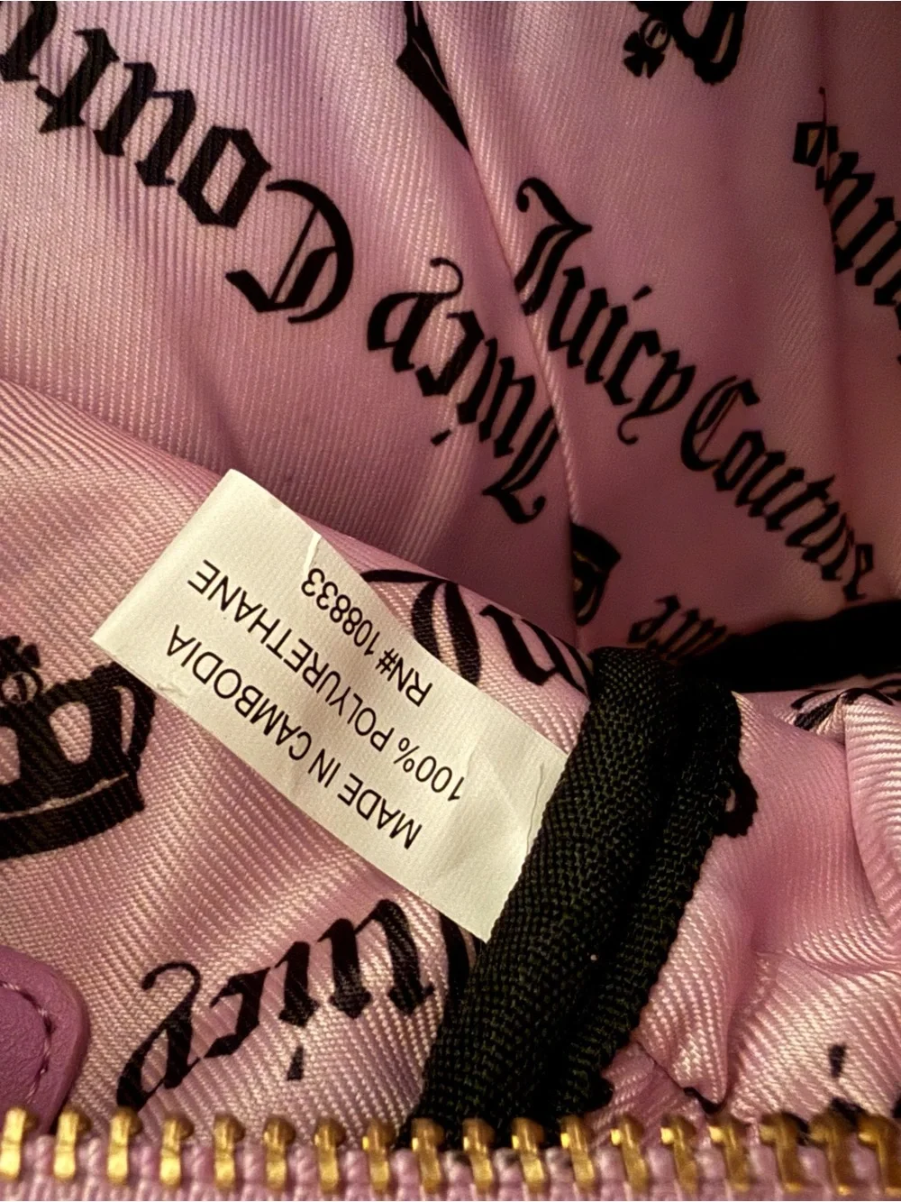 NWT Juicy Couture Pink Diamond/Violet Vintage Couture Bowler with Gold Bow Charm